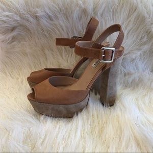Steve Madden Leather & Suede Chunky High Heels ✨